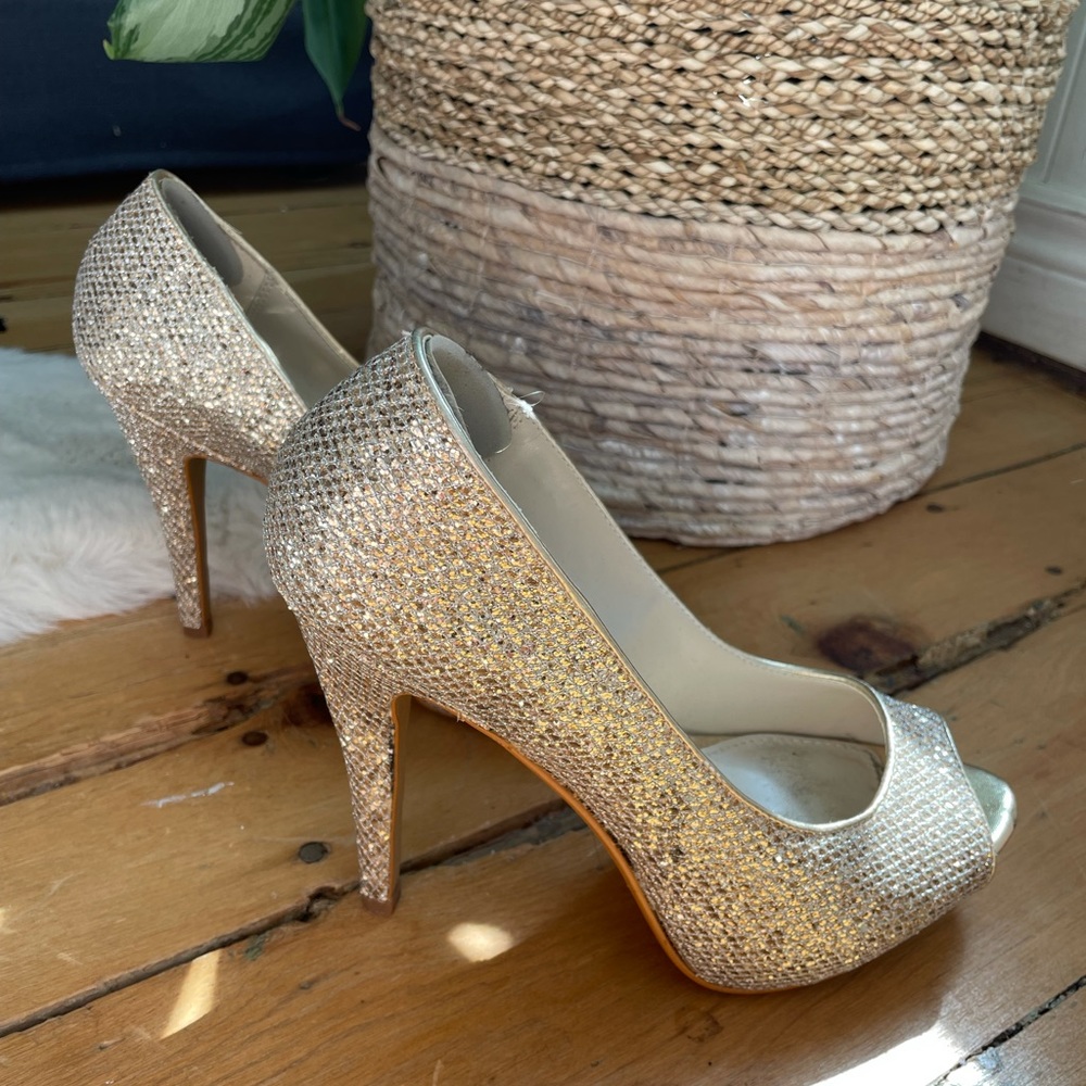 Nike sequin platform heels.